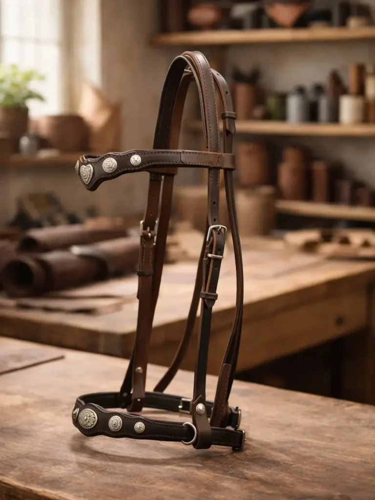 maßgefertigter Freigeist Reitzaum mit dekorativen Conchos