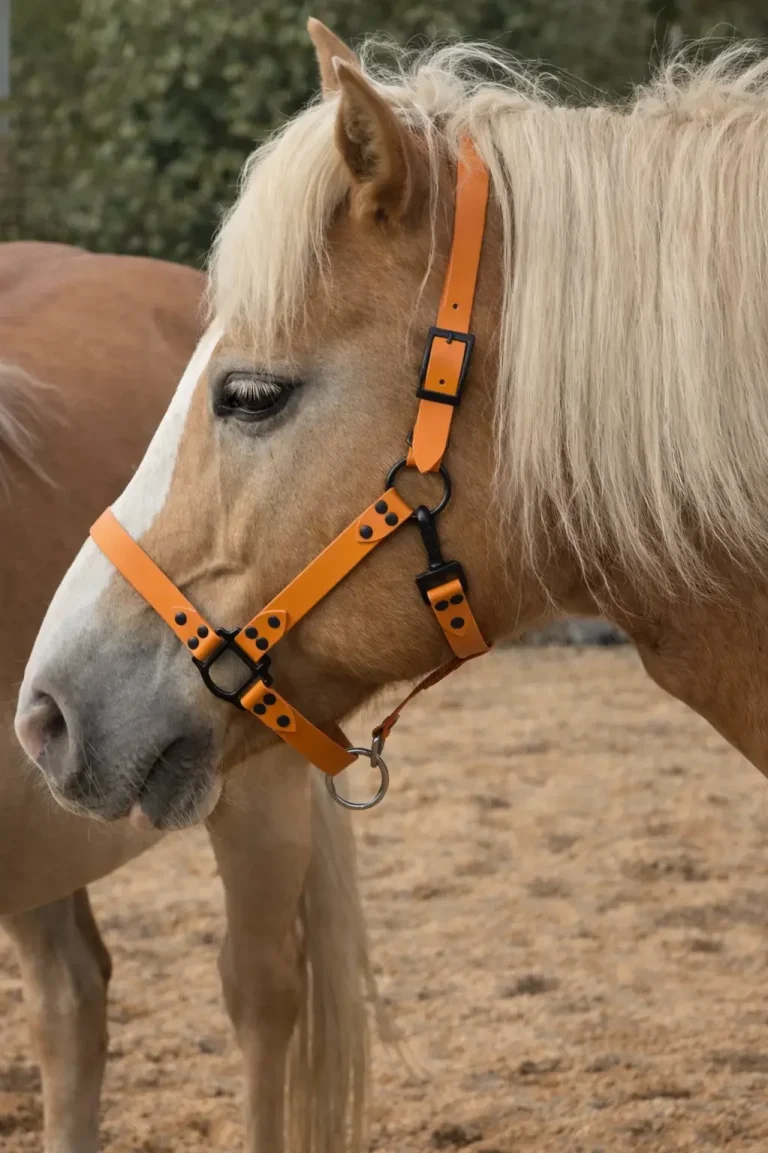Biothane Halfter in Seitenansicht am Pferd