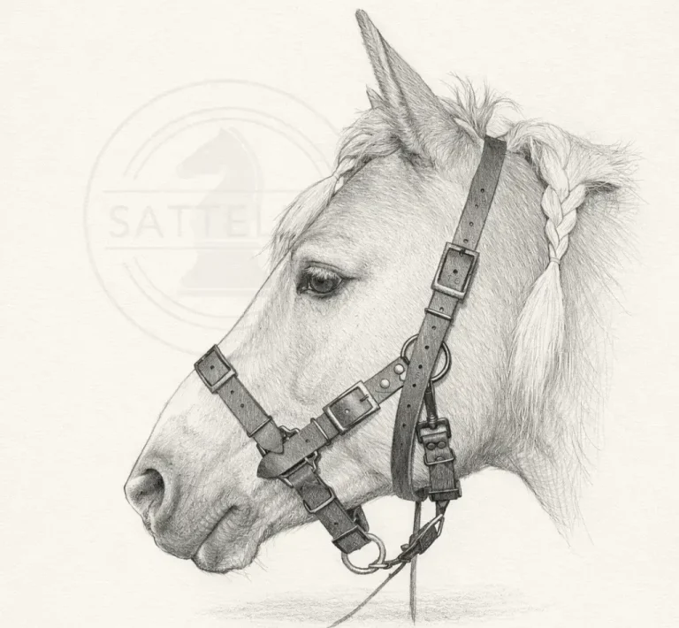Skizze zur Anpassung eines Halfters an die Kopfform des Pferdes